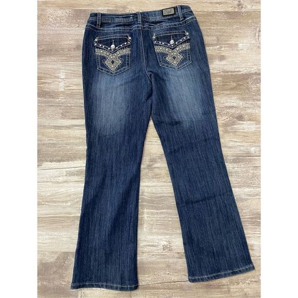 Earl Jeans Denim - Earl Bootcut Stretch Jeans Rhinestones Studded Embroidered Women’s Sz 10P